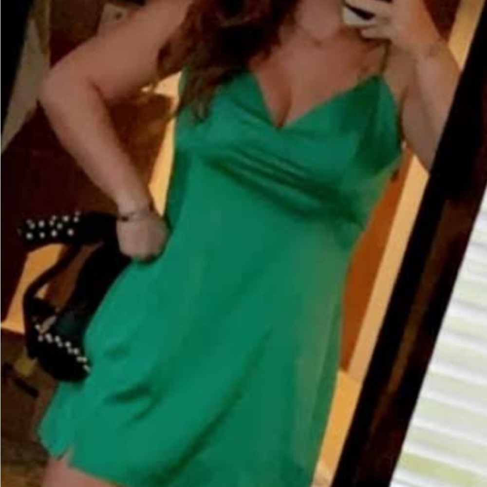 Le Lis - green silk slip dress